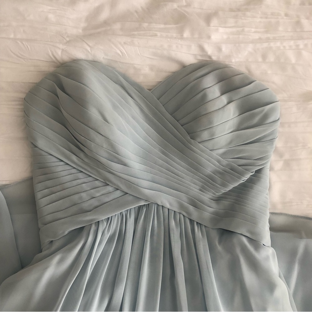 Azazie Strapless Dress in Light Blue and White - Picture 5 of 10